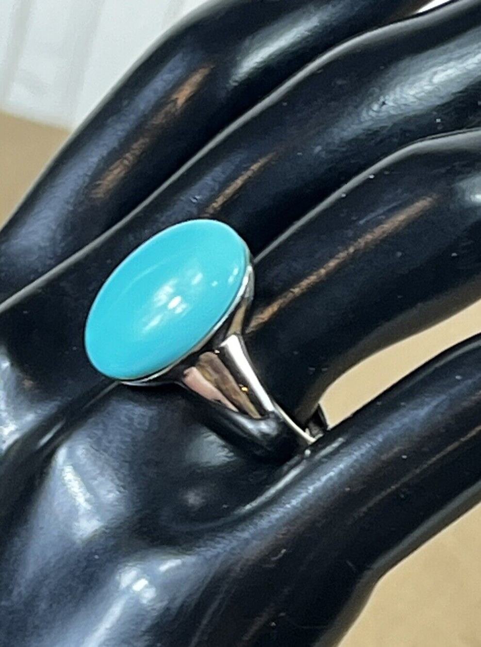 Large Turquoise & Sterling Silver 925 Ring - Size 10 - 7.9g